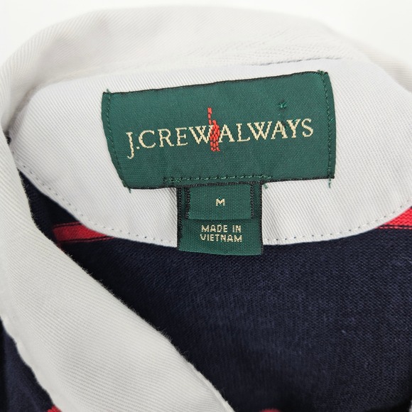 J Crew Rugby Shirt Mens Medium Oarsman Striped Blue Button Up Elbow Patch - Picture 7 of 10